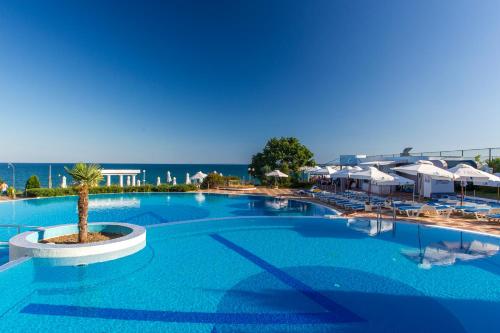 圣弗拉斯Sineva Beach Hotel - All Inclusive的一座大型游泳池,旁边是棕榈树