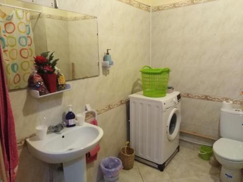 阿加迪尔Appartement au centre Agadir résidence privée的一间带水槽和洗衣机的浴室