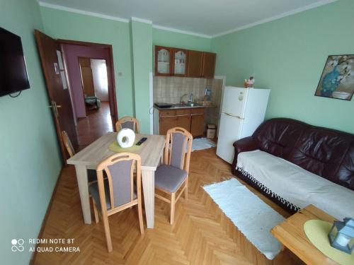 索科矿泉村Smestaj Gmitrovic的客厅配有桌椅和沙发