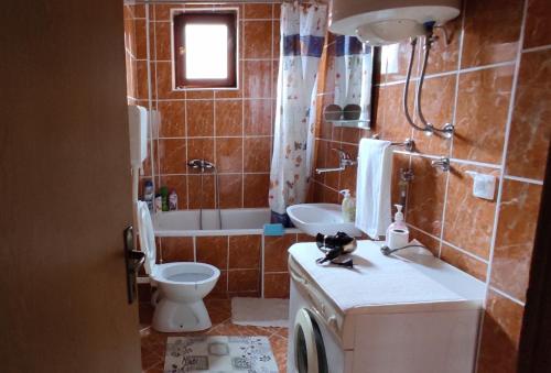 巴伊纳巴什塔Apartman Jovanović的带浴缸、卫生间和盥洗盆的浴室