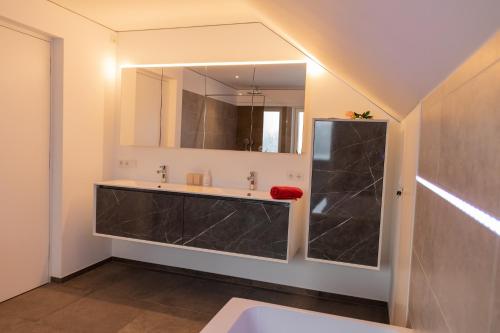 洛豪Bodenseedomizil的一间带水槽和镜子的浴室