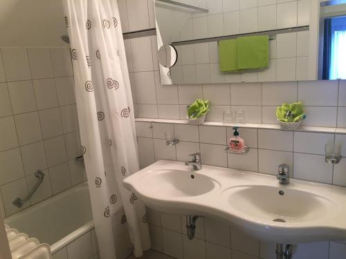 海德堡施洛斯酒店的浴室配有盥洗盆和浴缸。