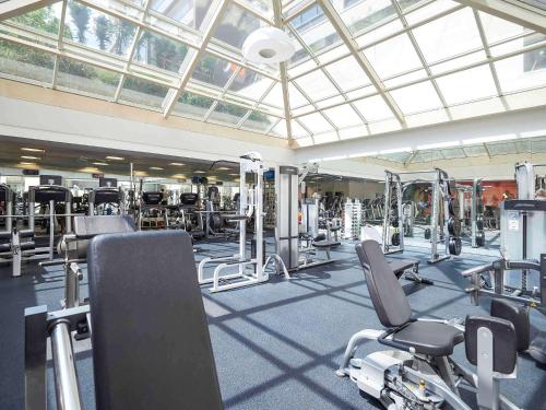 圣保罗铂尔曼圣保罗伊比拉普埃拉酒店的大楼内拥有许多有氧器材的健身房