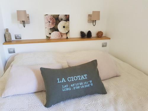 拉西约塔Chambre d'hôtes LE SECADOU的一间卧室配有一张带枕头的床