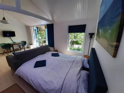 佩滕Boshuisje Petten aan Zee的一间卧室配有一张床和一张沙发