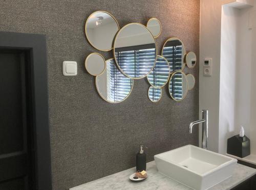 沃德里赫姆Hoeve Altena Apartment的浴室设有水槽和墙上的镜子