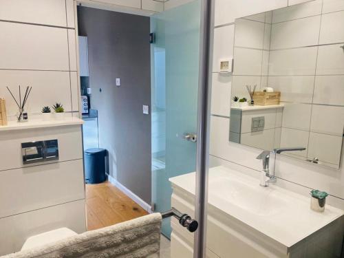 埃拉特klil hacoresh suite eilat的一间带水槽和镜子的浴室