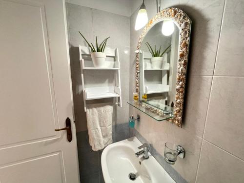 阿里克斯Garden Studios的一间带水槽和镜子的浴室
