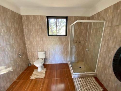 OpuwoKaoko Mopane Lodge & Campsite的一间带卫生间和淋浴的浴室