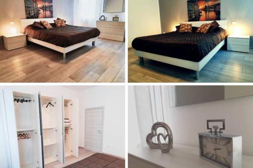 梅斯特Marco's apartment -ideale per Venezia-的享有3个不同景色的卧室,配有一张床和一个衣柜