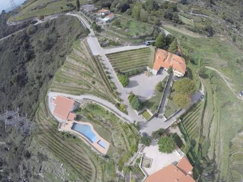 梅桑弗里乌Private Douro- Quinta das Susandas的山丘上房屋的空中景致
