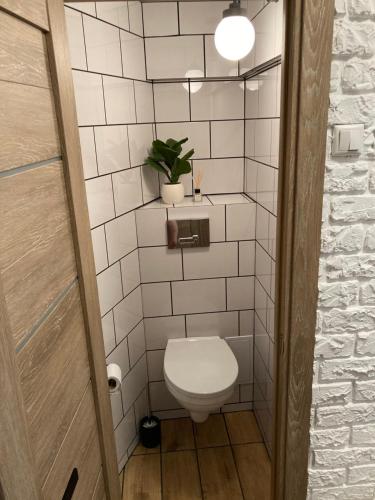维萨吉纳斯Nice to stay的一间带卫生间和植物的小浴室