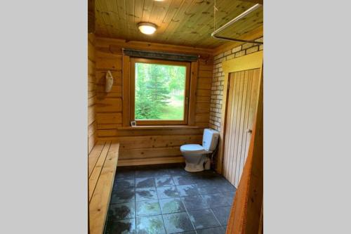 采西斯Pirtsmāja Villa Marta的小木屋内带卫生间的浴室