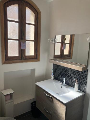 巴斯蒂亚Appartement Bastia Centre的一间带水槽和镜子的浴室