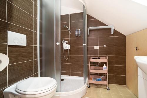 伊佐拉Apartments Nautilus, nearby beach Svetilnik的一间带卫生间和淋浴的浴室