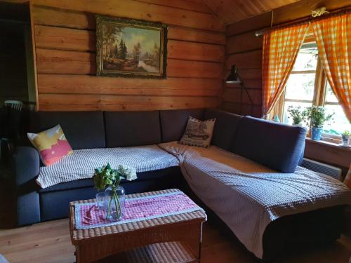 NåsNås Camping Dalarna, stuga nr 6的客厅配有沙发和桌子
