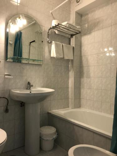 艾利亚德亚罗萨金雷伊酒店的浴室配有盥洗盆和浴缸。