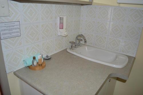 麦夸里港波特卡尔汽车旅馆的一间带水槽和柜台肥皂分配器的浴室