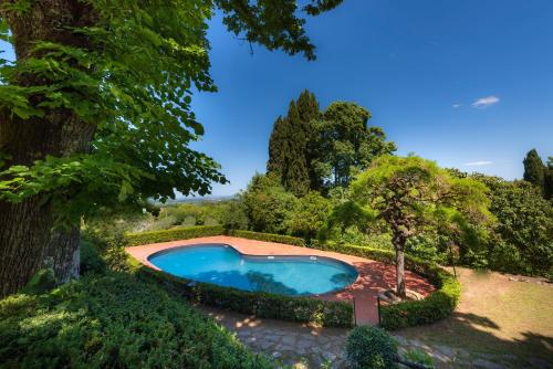 锡耶纳Villa Scacciapensieri Boutique Hotel的花园中的游泳池