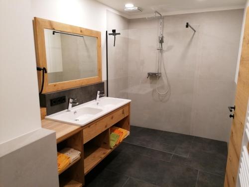 埃尔毛Apart Auszeit的一间带水槽和镜子的浴室