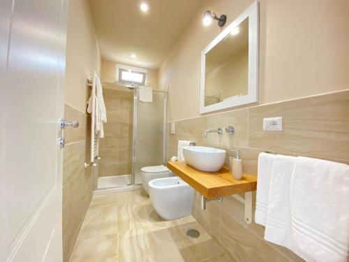 圣费利切-奇尔切奥Maison Sciscì Rooms的一间带水槽、卫生间和镜子的浴室