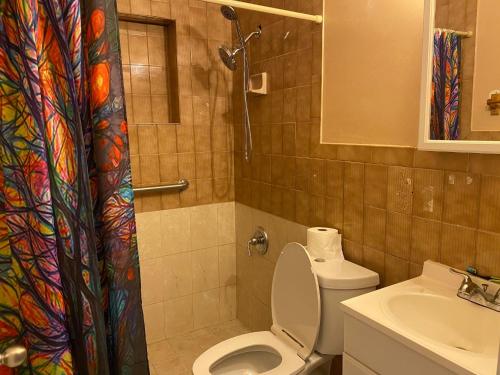迈阿密Private Cubicle - Single Bed - Mixed Shared Dorm - MIAMI AIRPORT的一间带卫生间和水槽的浴室