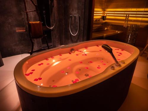 VorstenboschDreams and Wellness的浴室里装满红心的浴缸