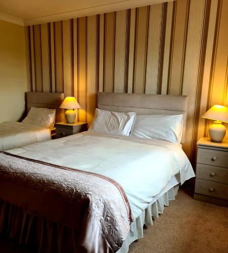 诺克Archmor house B&B的一间卧室设有两张床和两张台灯。