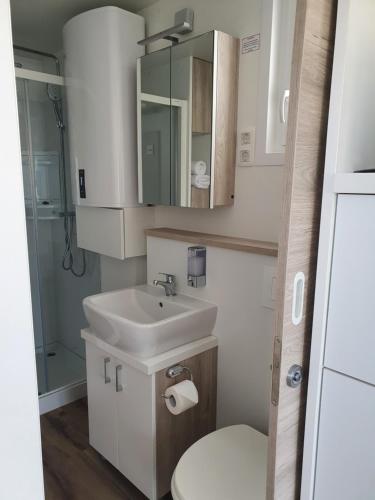 普拉Floating House SENA的一间带水槽、卫生间和镜子的浴室