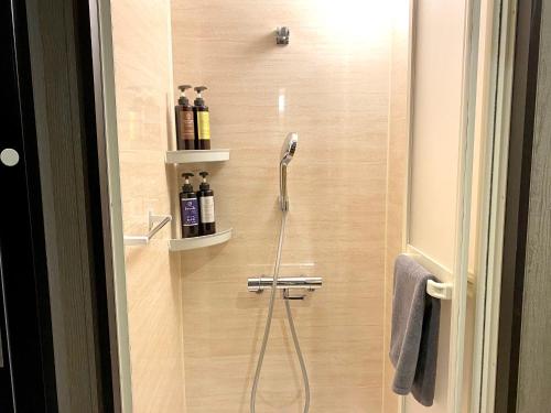 埼玉市Petit Hotel mio的浴室内配有淋浴和头顶淋浴