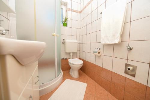 马丁斯契卡Apartmani Noris (app2)的一间带卫生间和水槽的浴室