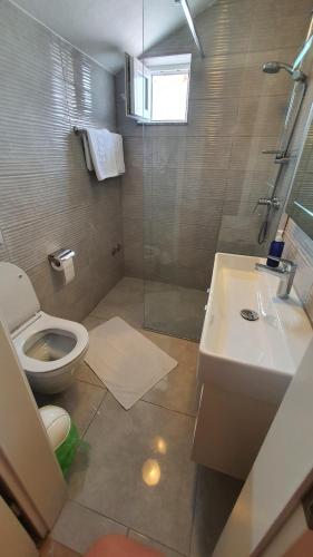 普纳特B&B La Perla的浴室配有卫生间、盥洗盆和淋浴。