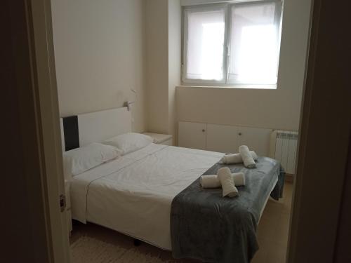 略迪奥UGARTEKO ETXEA的一间卧室配有一张床,上面有两条毛巾