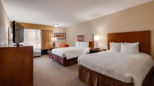 罗林斯贝斯特韦斯特木棉树宾馆的酒店客房设有两张床和一台平面电视。