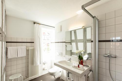 阿尔邦德查姆罗姆霍夫酒店的白色的浴室设有水槽和卫生间。