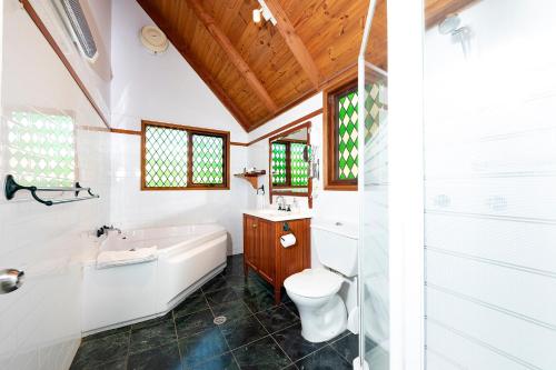 CobarkHidden Haven Barrington Tops的带浴缸、卫生间和盥洗盆的浴室
