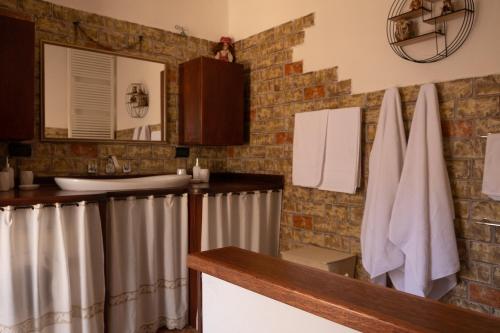 吉齐奥河畔佩托拉诺"Il Miglio" Country House的一间带水槽和淋浴的浴室