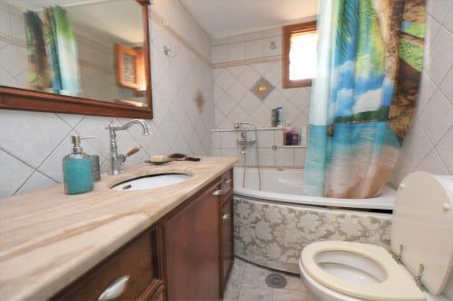 PalaiokastroEndless Blue Sea Frontal house的浴室配有盥洗盆、卫生间和浴缸。