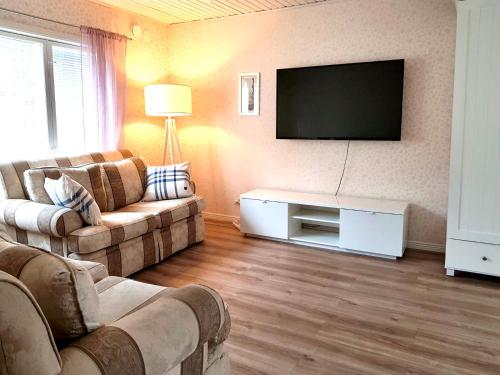 赫尔辛基Villa Alex的客厅配有2张沙发和1台平面电视