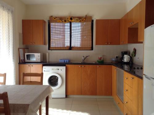 拉纳卡St. Lazaros Seaside Apartment的厨房配有洗衣机和洗衣机。