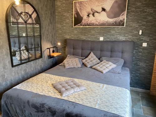 皮耶尔拉特HOTEL NATURE LE LOFT的一间卧室配有带枕头的床
