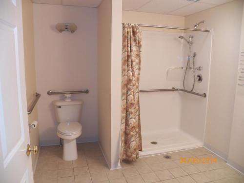 威尔斯玫瑰海滩宾馆的一间带卫生间和淋浴的浴室