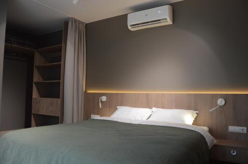 基辅Fisherman的卧室配有一张带空调的壁床。