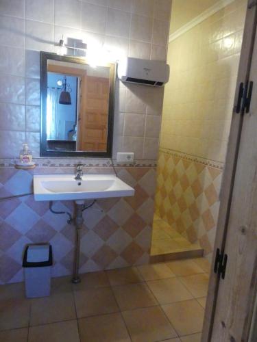 孔佩塔Casa Stork的一间带水槽和镜子的浴室