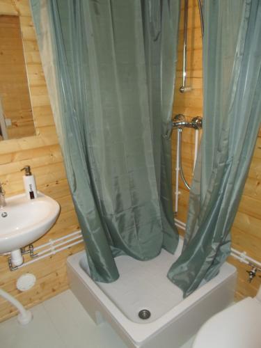 派尔努Tihase puhkemajake的带淋浴和盥洗盆的浴室