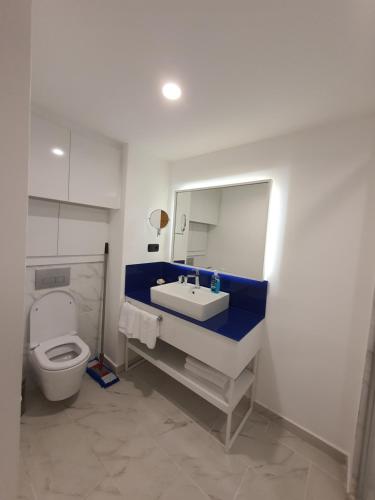 巴统Batumi Orbi City ,, C " block的一间带水槽和卫生间的浴室