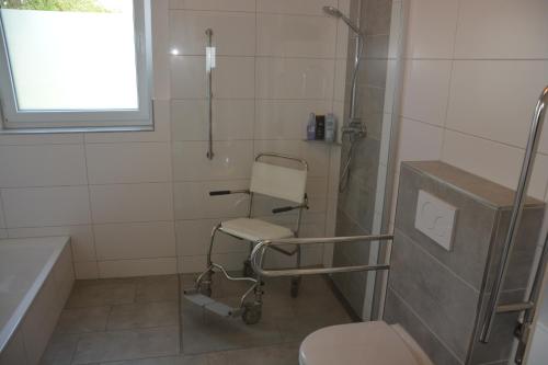 温特贝格Vakantiehuiswinterberg的一间带卫生间和椅子的浴室