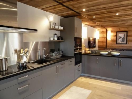 佩塞克鲁瓦Astraea的厨房配有灰色橱柜和台面