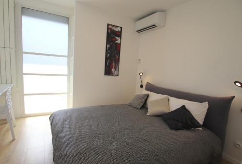 尼斯La terrasse de Carras的一间卧室配有一张大床和枕头