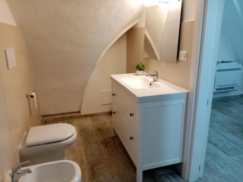 卡斯特里尼亚诺德尔卡波I Nidi di Colombo的一间带水槽的浴室和一个带阁楼的卫生间